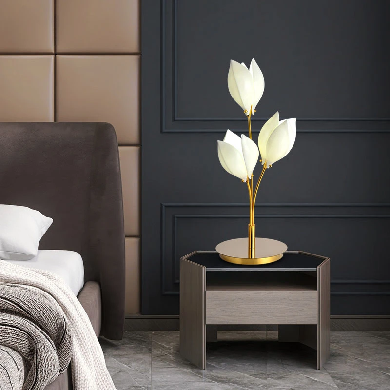 Modern Ceramic Magnolia Petal LED Floor Lamp Table Lamp Indoor Living Room Dining Room Bedside Lamp Home Decoration Lighting