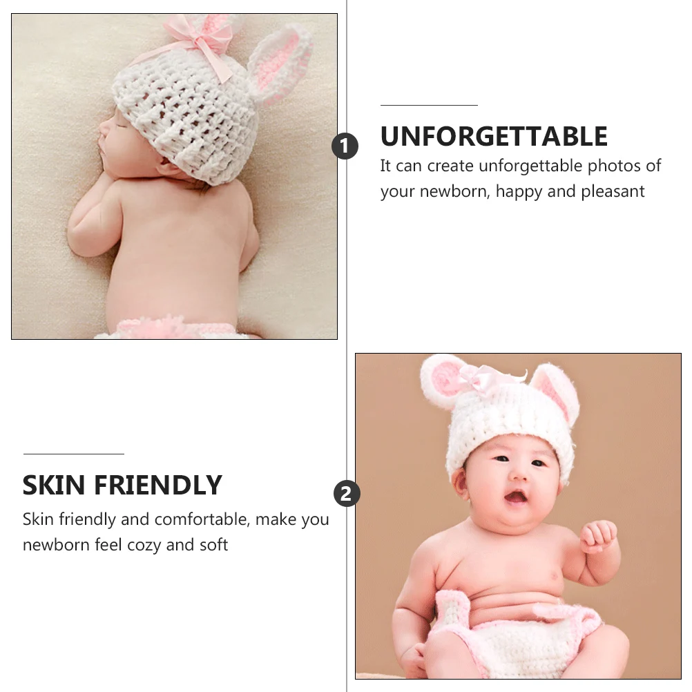 

1 set Crochet Outfit Newborn Photo Costume Bunny Cotton Yarn Infant Wear Easter Photography Prop Gift