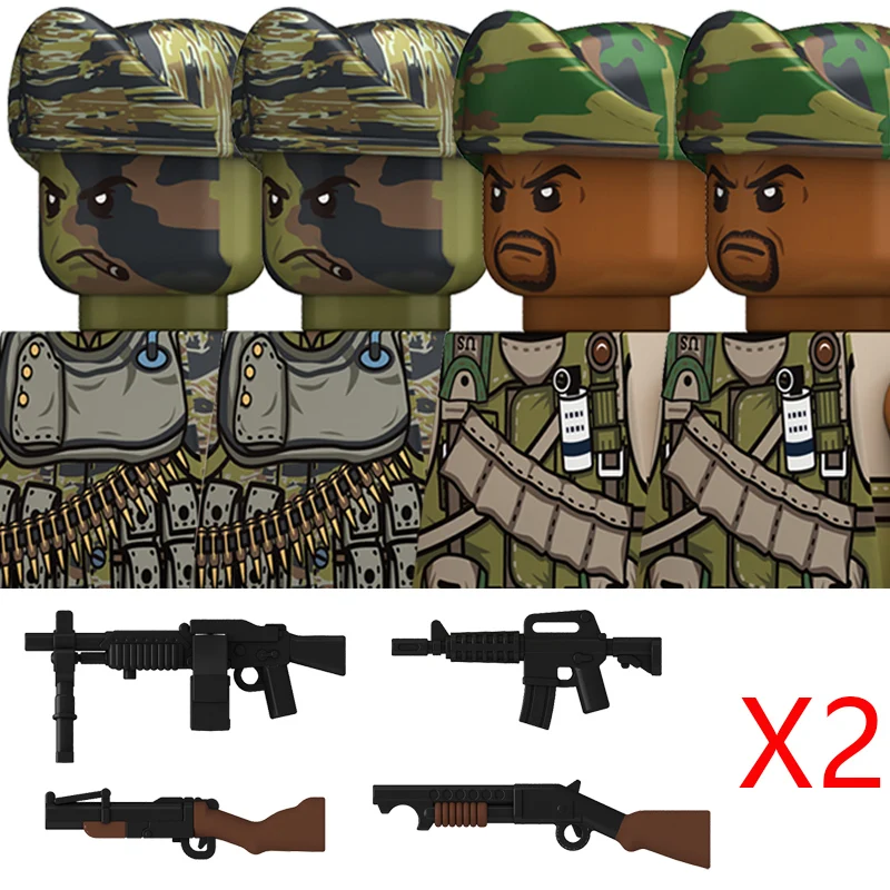 Military The Vietnam War US Soldiers Figure Building Blocks Vietnamese American Army Infantry Machine Gunner Weapons Bricks Toys 6