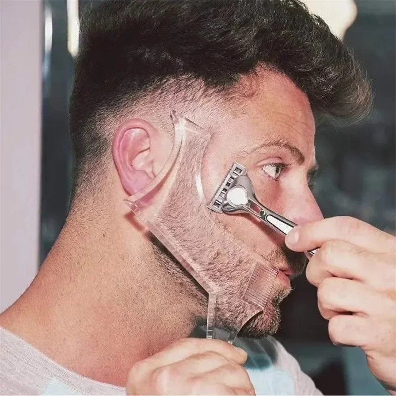 Gabarit de coiffage de barbe pour hommes, peigne à barbe léger et flexible, outil tout-en-un pour modeler la barbe