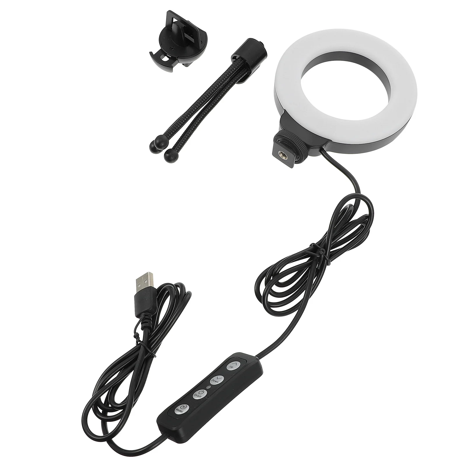 

1 set Mini Ring Light Adjustable Brightness With Clip Tripod Mount For Broadcasting Camera Lighting Video Conference Photography
