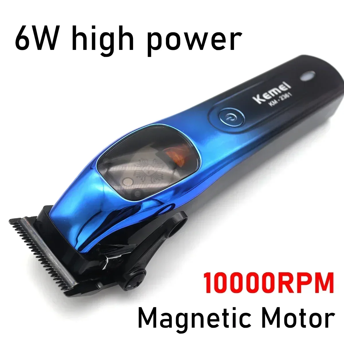 Kemei-Profissional Sem Fio Aparador De Cabelo Elétrico, Alta Velocidade, Motor Magnético, Barbeiro Cabelo Clippers, Máquina De Corte De Cabelo, 10000RPM