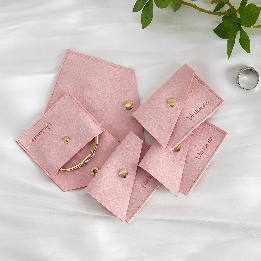 

Серьги с логотипом на заказ, браслет, сумки, маленькие модные умные сумки для хранения ювелирных изделий, 9x7 см, розовый подарок из микрофибры для свадебной вечеринки