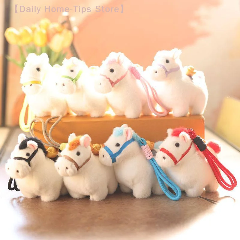 Niedliches chinesisches Jahr des Pferdes Pony Plüschpuppe Maskottchen Stofftier Schlüsselanhänger Anhänger Lanyard Tasche Hängen Charm Neujahr Souvenir Geschenk