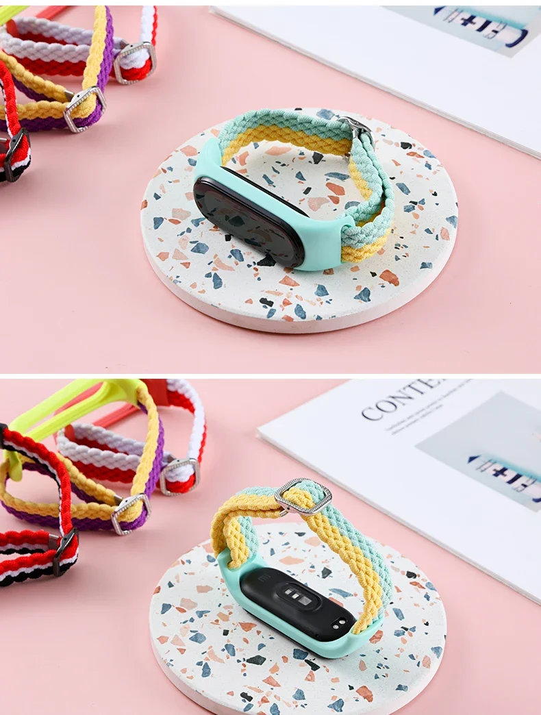 Bracelet for Xiaomi Mi band 6 7 Strap Elastic adjustable Nylon Braided solo loop Miband4 miband 5 correa Mi band 4 3 5 6 strap