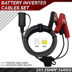 10ft 3.0m 12V Car Cigar Cigarette Lighter To Battery Alligator Clip Clamp 20A 25A Fuse Splitter Adapter Power Socket Plug Cable