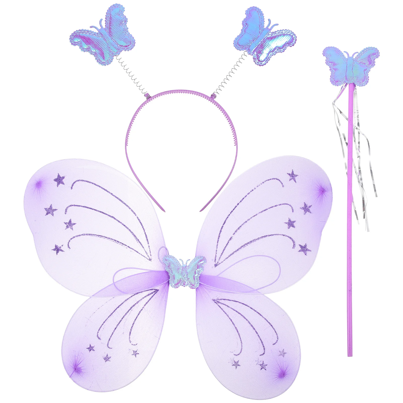 3 Pcs Costume Headband Wings for Kids Dresses Silk Screen Fairy Wand Child Party Supplies