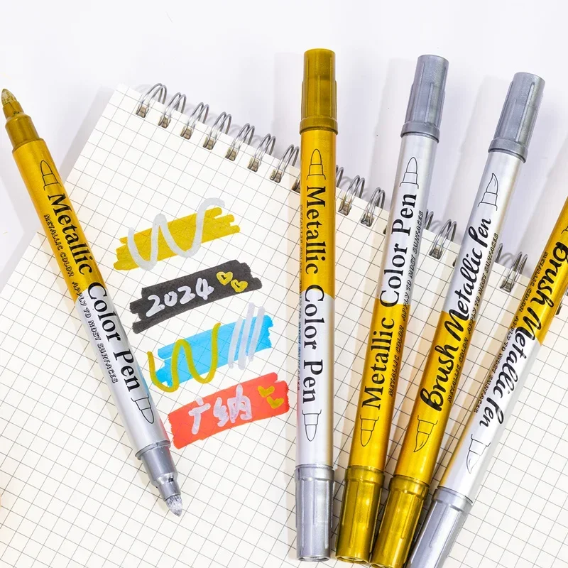 Double Tip Metallic Marker Pen Permanent Art Marker Crafts DIY Painting Pens Card Making Scrapbooking Stationery Art Supplies