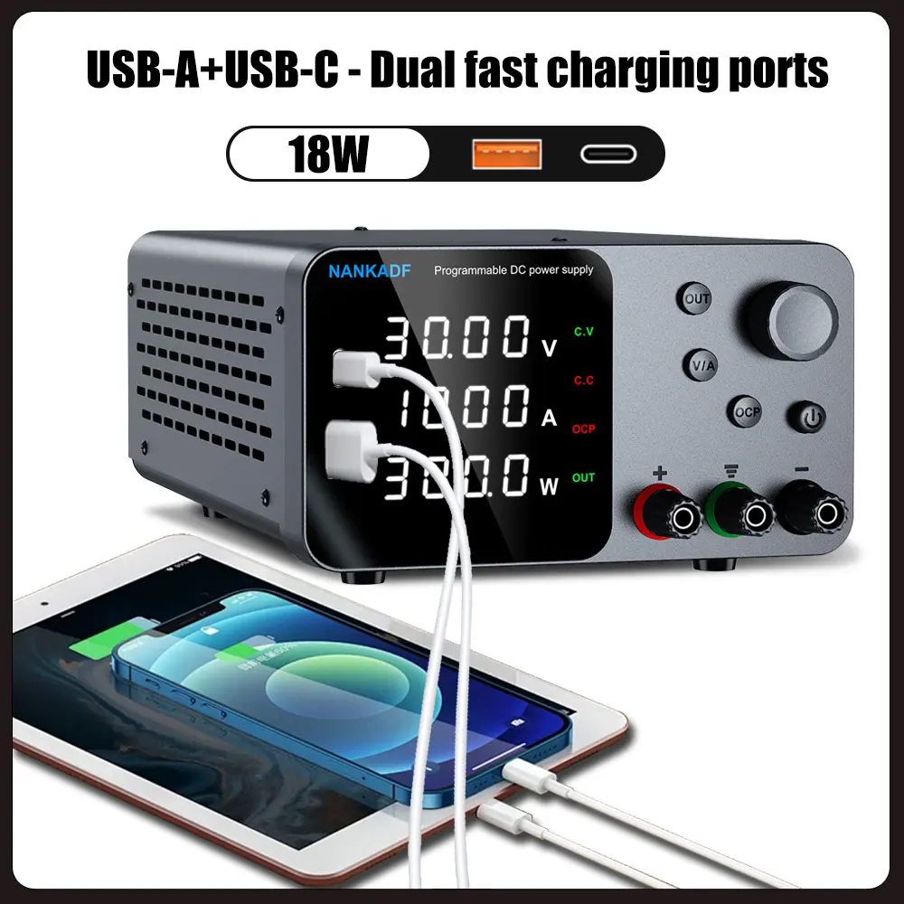 NANKADF DC Lab Power Supply 30V 10A 60V 5A Adjustable Voltage Regulator Preset Voltage Current Dual Input Voltage 220V/110V