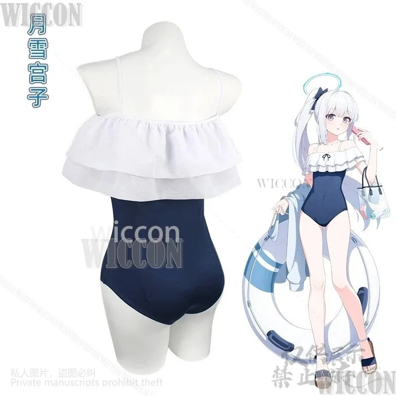 

a7d@Blue Archive Cosplay Tsukiyuki Miyako Clothes Y2K Swimsuit Summer Uniform Jumpsuit Sexy Kawaii Dress Wig Comic Con Customize