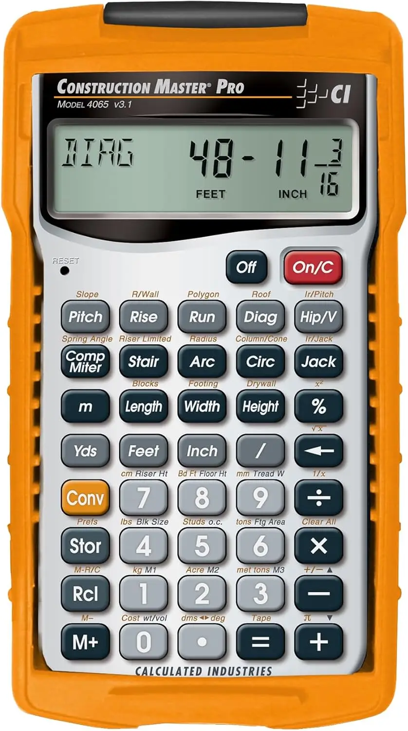 Construction Master Pro Advanced Construction Math Feet-inch-Fraction Calculator for Contractors, Estimators, Builders