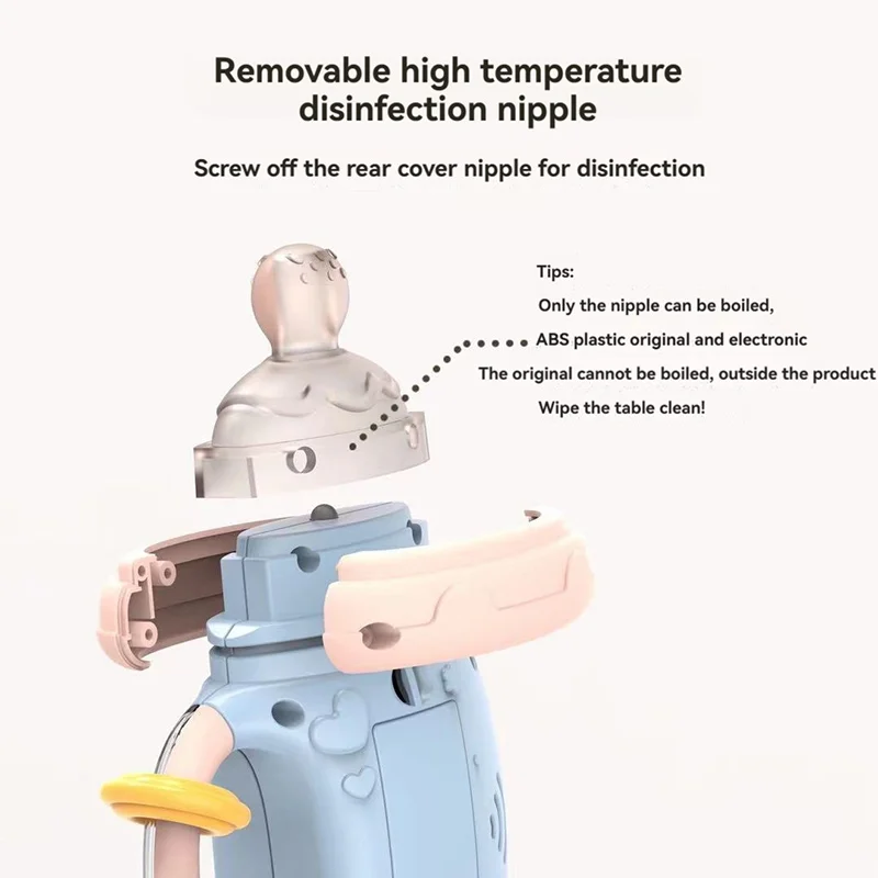 아기 치아발육 딸랑이 장난감 (조명 및 음악 포함), 부드러운 씹을 수 있는 젖병 모양 치발기로 잇몸 진정, 유아 조기 교육용 장난감