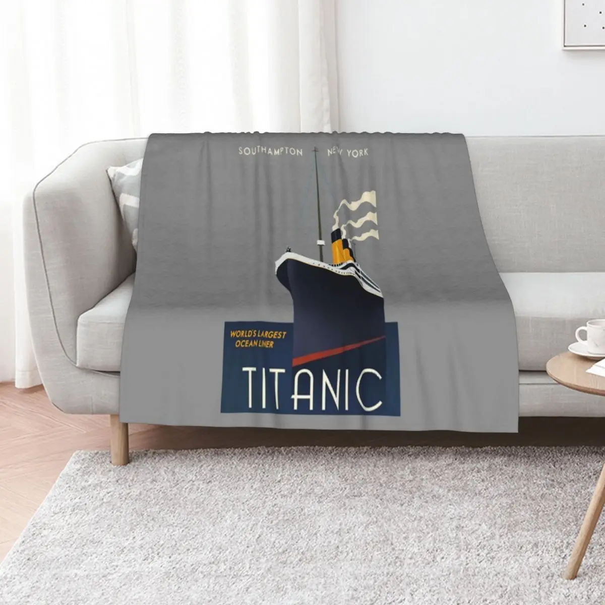 Titanic Sinking Vintage Poster Cruise Ship Atlantic Ocean Voyage Throw Blanket Hairys Picnic Plaid Blankets For Bed Blankets