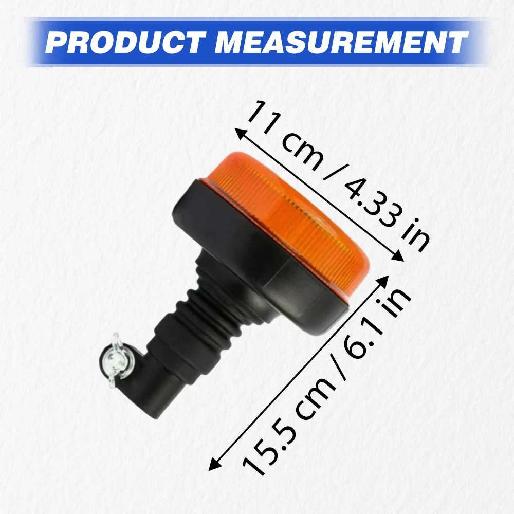 1pc yellow light 12-30V 12 LED pole mounted roof flashing light fit for construction vehicles, trucks, trailers, UTV tractors