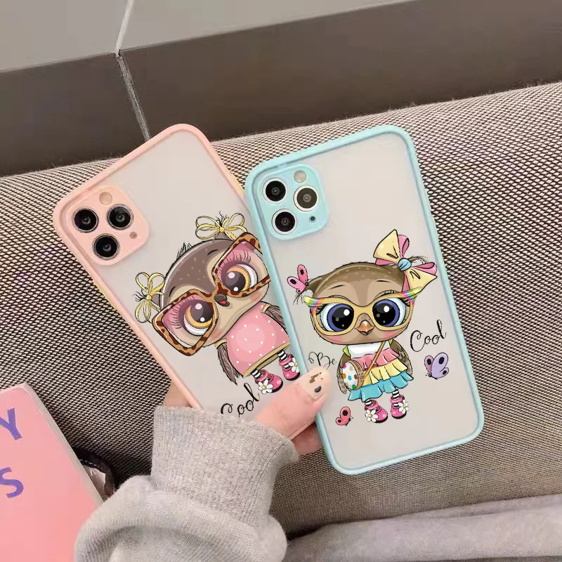 Cute Owl Phone Case For iPhone 15 11 Pro Max X XS XR 12 13 Pro Max Mini Back Cover For iPhone 14 7 8 Plus SE2 Shockproof Fundas