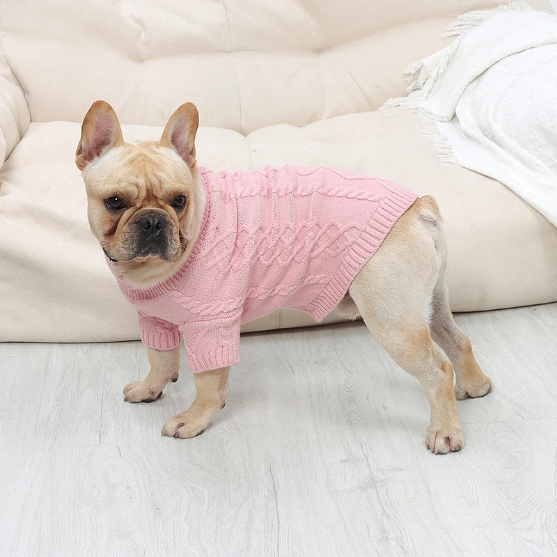 Dog Sweater Knit Chihuahua Bulldog Bomei Clothing Coat Long Sleeve Pet Pullover Cats Warm Waistcoat Cute Vest Fashion Solid Fall