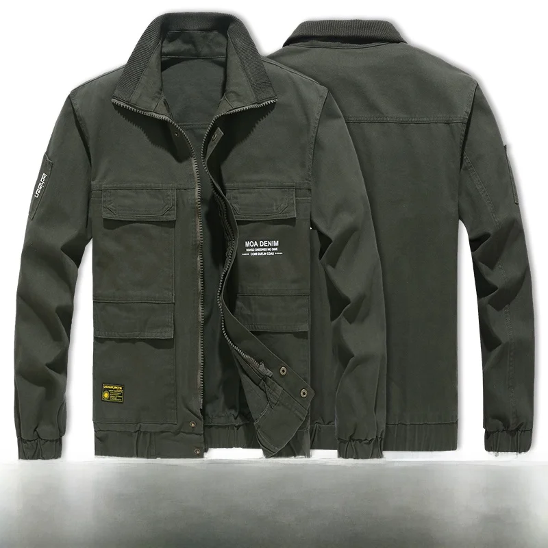 

Spring Autumn Welding Workwear Top Men's Anti-Scald Wear Resistant Pure Cotton Labor Protection Single Top Construct...