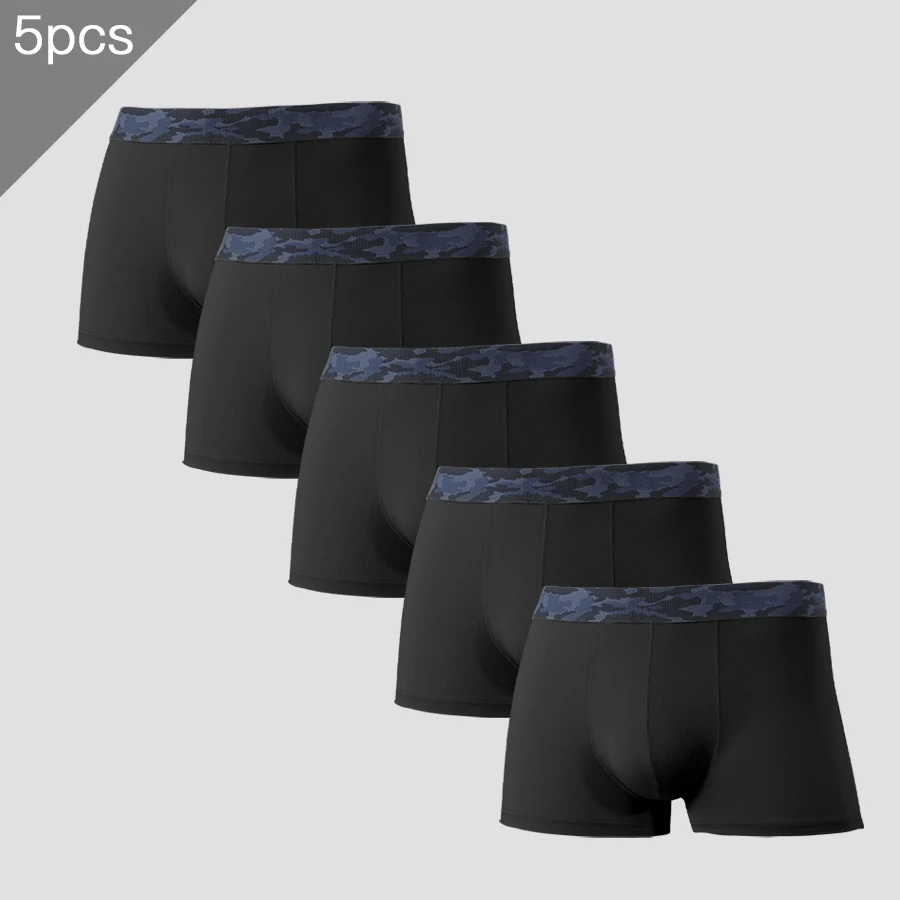 

5PCS The men's underwear brand Ice Silk ultra-thin breathable, individual, sexy and trendy four-corner shorts for young people