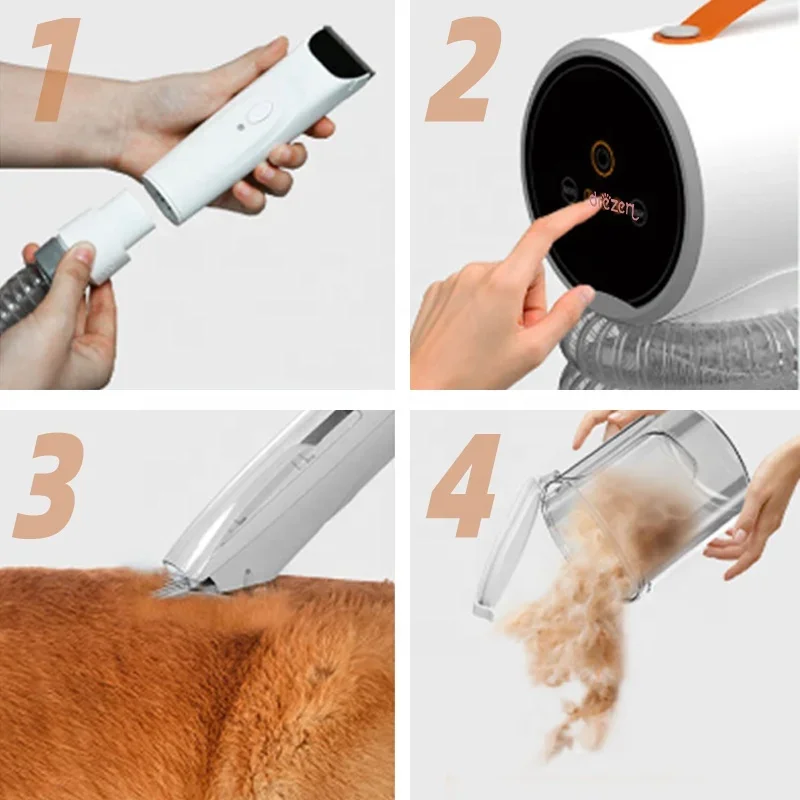 Factory Wholesale Electric Pet Grooming Vacuum Cleaner Kit Dog & Cat Hair Removal Tool for Pet Cleaning