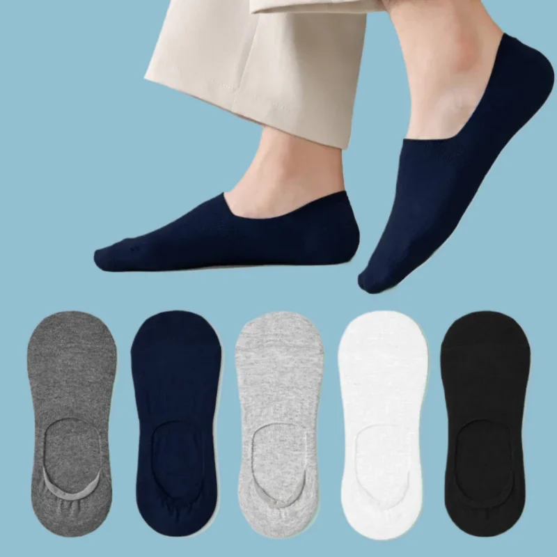 

5/10/20 Pairs Solid Color Unisex Short Socks Male Invisible Socks Fashion Low Cut Anti Slip Boat Socks Follow Foot Ankle Socks