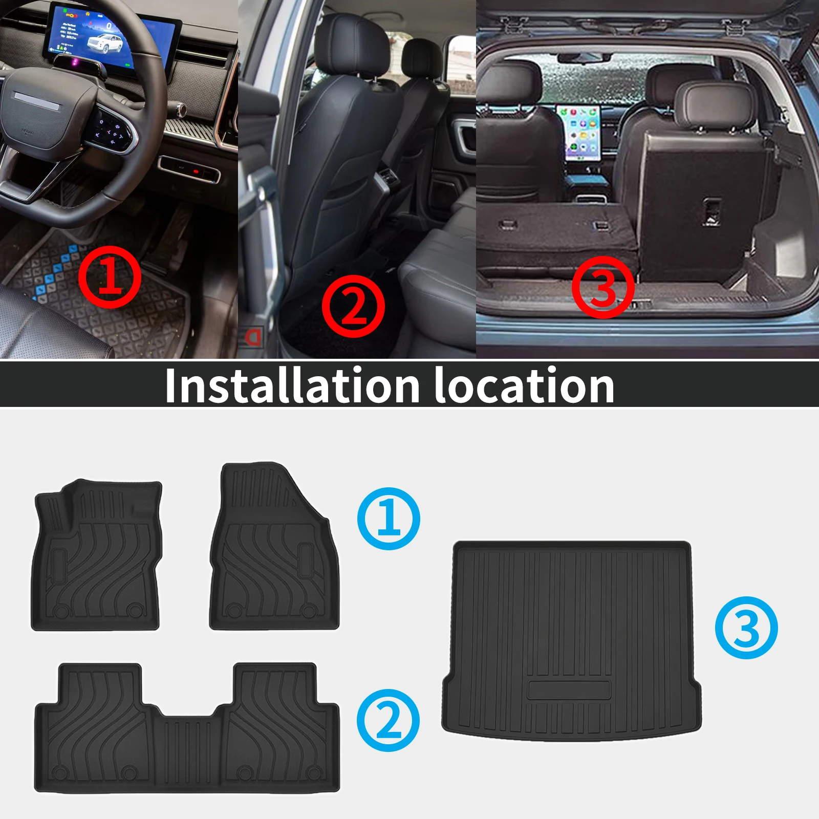 for MG ONE Fuel 2022 2023 2024 2025 2026 LHD Eco TPE Car Floor Mats, All Season Waterproof Anti-Slip Liners & Trunk Cargo Mat