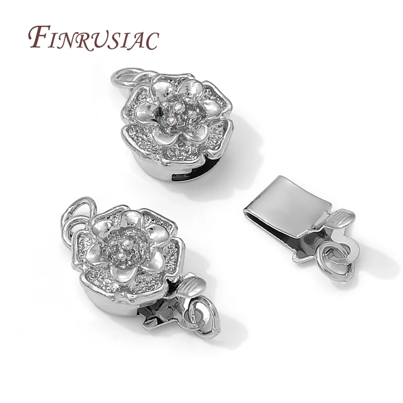 Rhodium Plated Necklaces Bracelets Clasps For Jewelry Connectors,Brass Flowers Clasps Locks For Jewelry Accessories