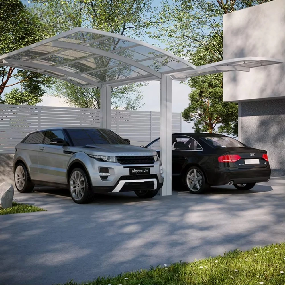 

2 Car Waterproof Aluminum Carport, Thickened Double Layer Outdoor Parking Shelter For Vehicle Protection