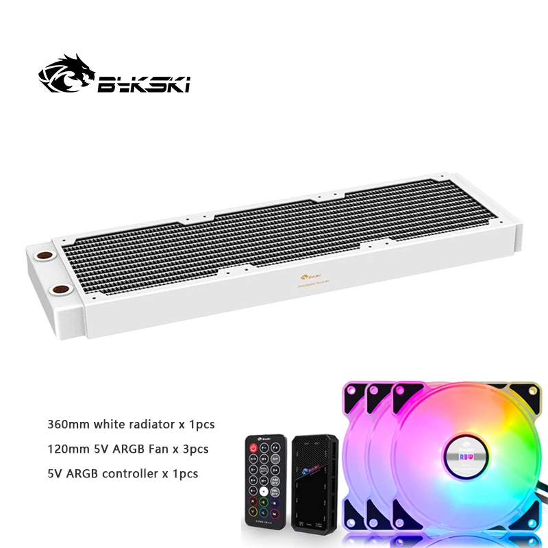 

Bykski 360/240mm Copper Radiator 30mm Thickness+120mm Fan+Controller for PC Cooling Water Cooler Heatsink Kit White Black