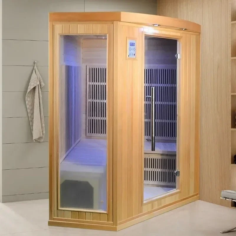 A  YH55  Solid wood hemlock sweat room No water light wave energy sauna room Family multi-person sweat room