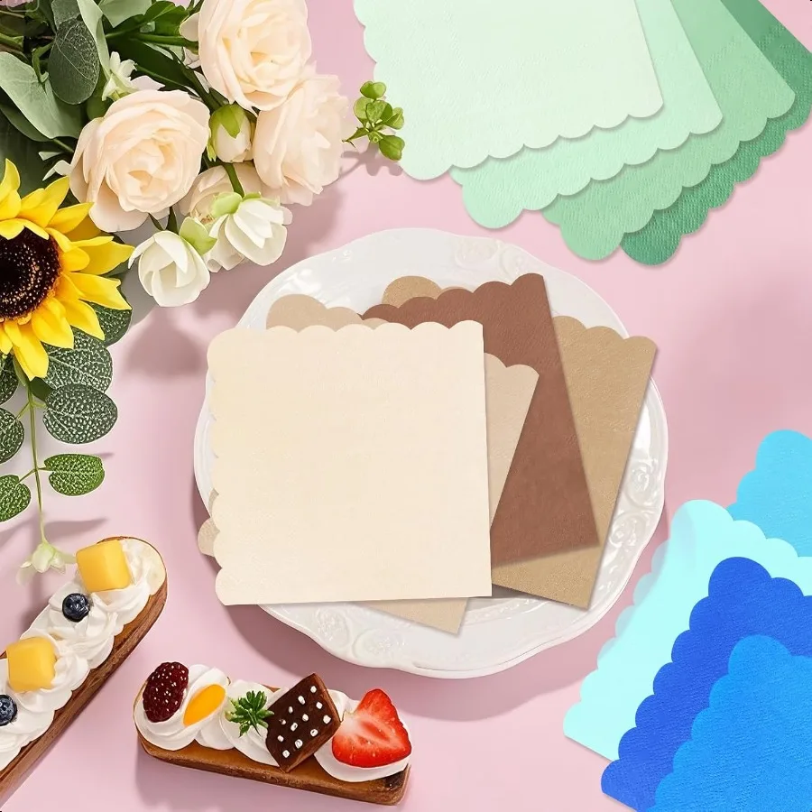 Tovaglioli per cocktail party marrone sfumato da 120 pezzi Tovagliolo di carta Dert per bevande smerlate marroni sfumate per matrimoni di compleanno