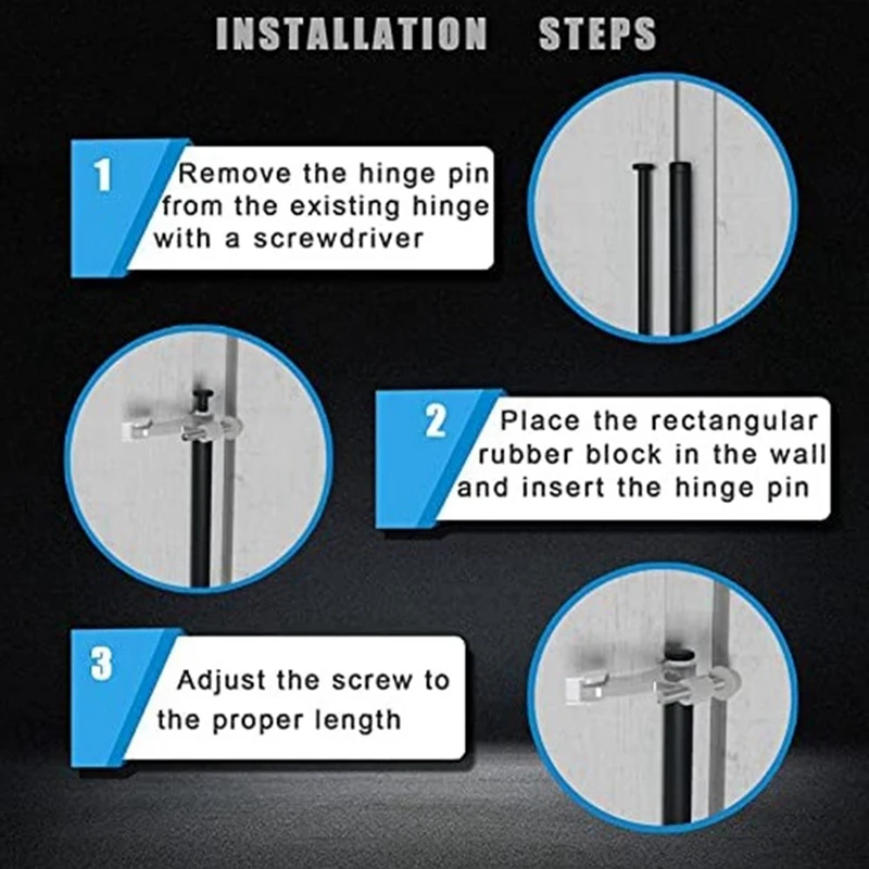 6Pcs Hinge Pin Door Stopper Adjustable Heavy Duty Hinge With Rubber Bumper To Reduce Potential Damage Wall Dents