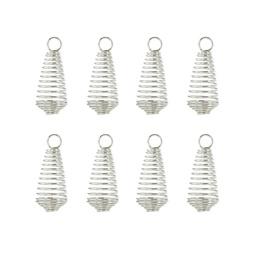 10PCS Spiral Bead Cage Pendant Stone Crystal Necklace Holder Alloy Dangle Charms for 8mm Beads DIY Jewelry Making Findings Craft