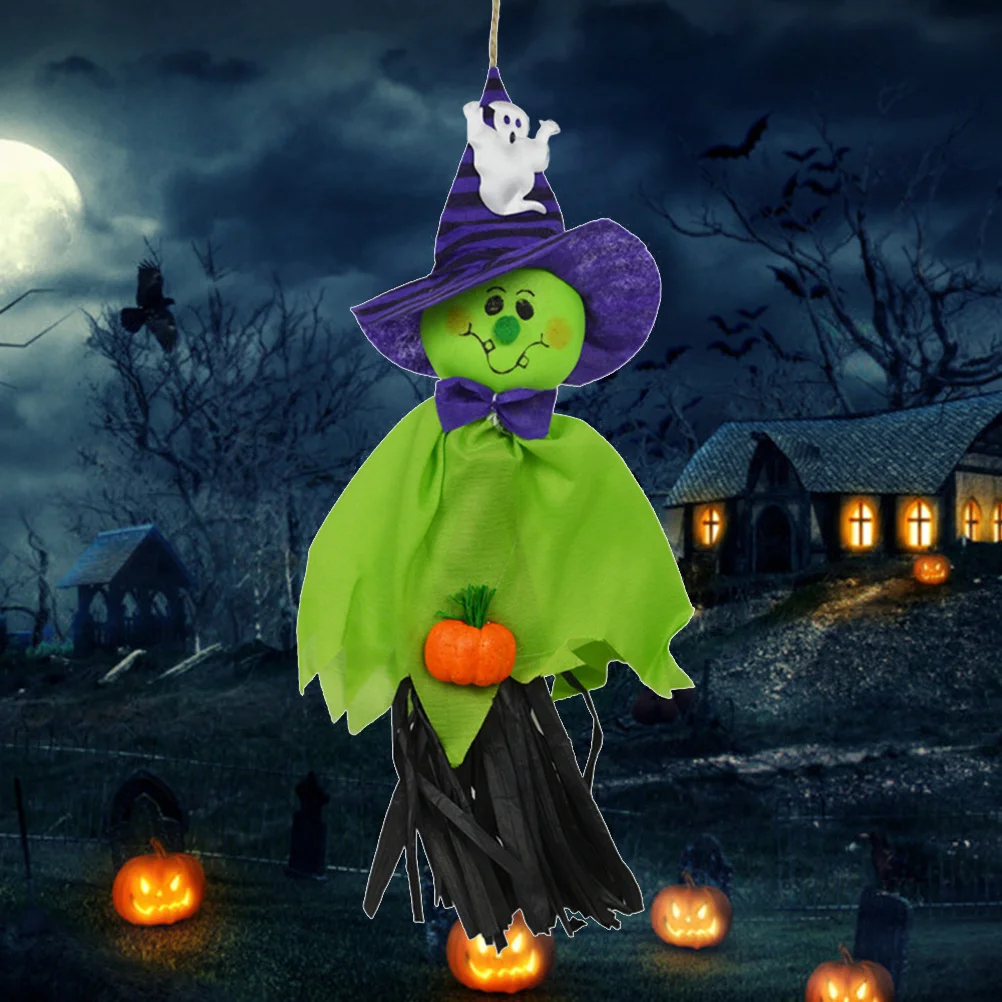 

Halloween Creepy Hanging Scarecrow Ghost Green Decoration for Home Garden Yard Bar Party Supplies Haunted Props