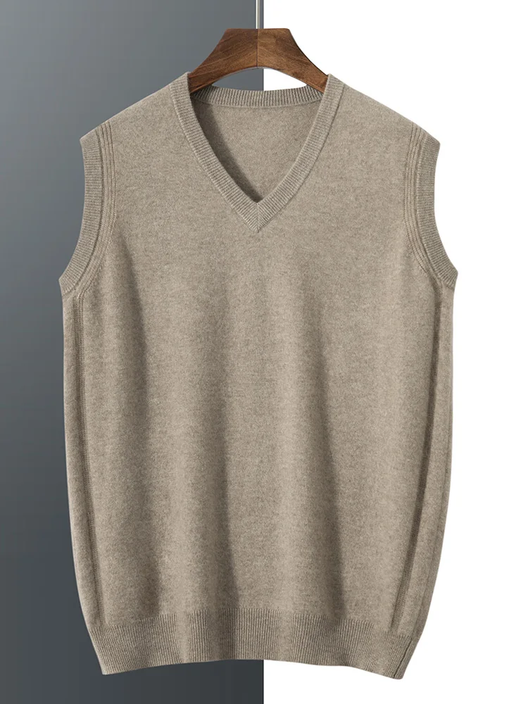 

Luxury New Men's 100% Cashmere Vest Sleeveless V-Neck Pullover Autumn Winter Soft Warm Waistcoat Sweater Simpple Style Tops