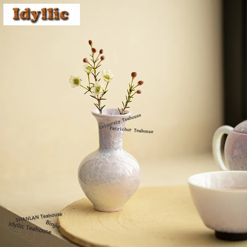 Kiln Change Crystalline Glaze Vase Handmade Home Decorations Flower Basket Terrarium Plant Pot Flowerpot Teaware Equipment Gift