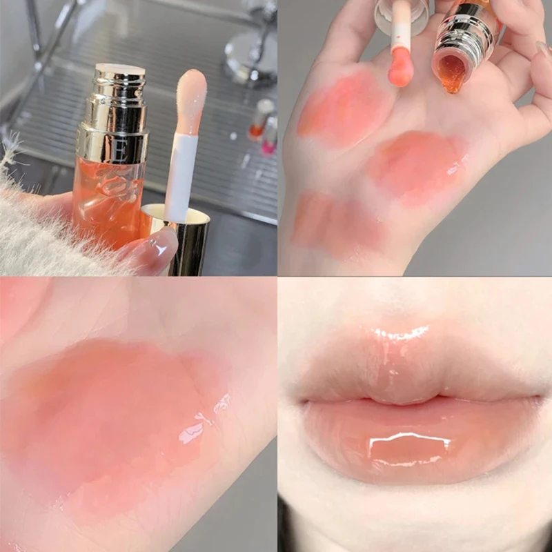 Bálsamo hidratante transparente para labios, aceite de gelatina, fresa, tinte brillante, esmalte, lápiz labial hidratante líquido, mermelada de frutas, tratamiento de belleza