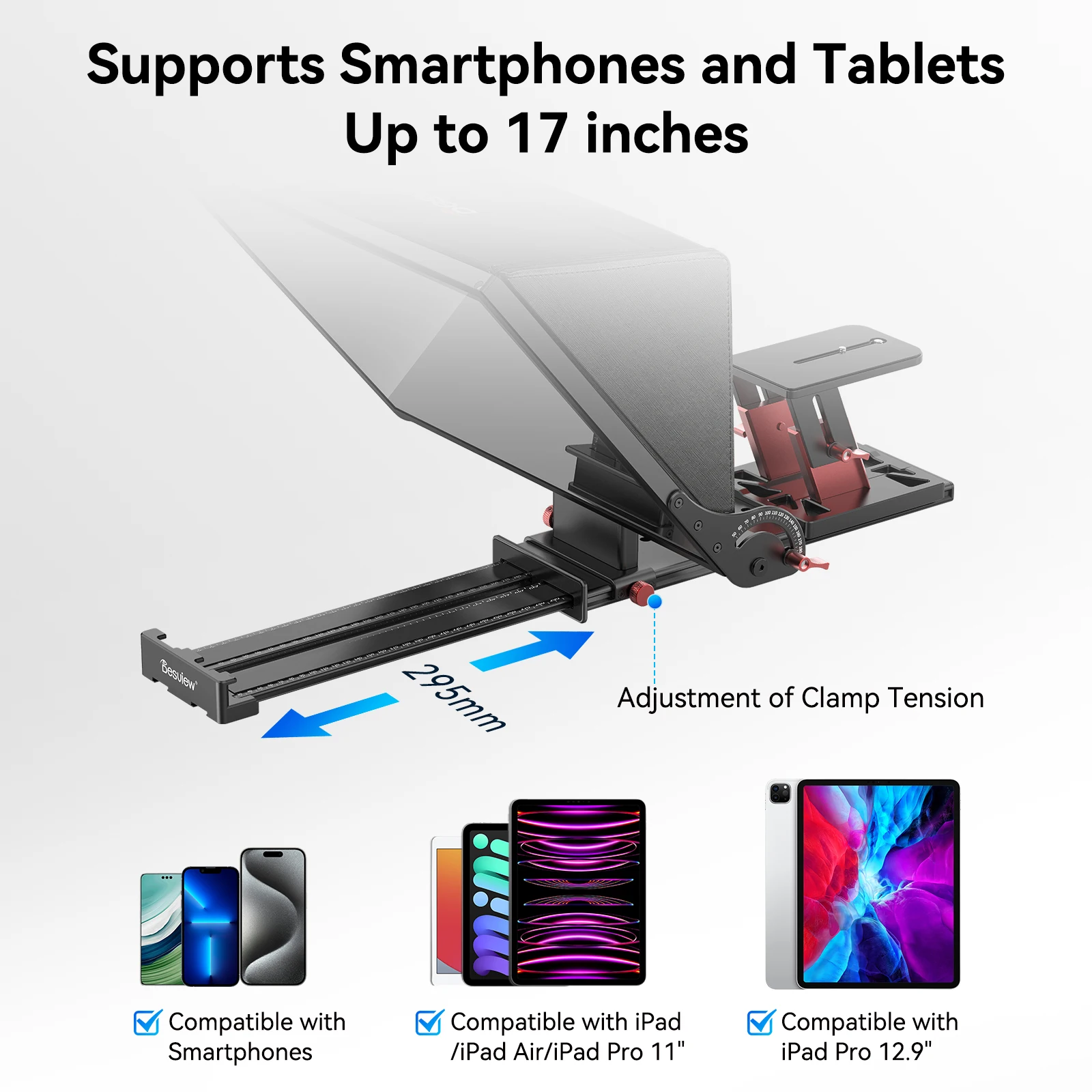 Desview P13 P15 P17 Teleprompter, Aluminum Alloy 17 inch Professional Prompter for Phone iPad for Online Teaching Live Streaming