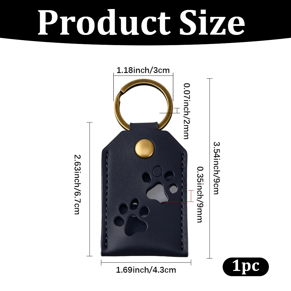 Rectangle Dog Hair Collect Keychain Leather Cat Fur Keepaske Key Fob Charm Pet Paw Memorial Gift Keyring with Snap Button