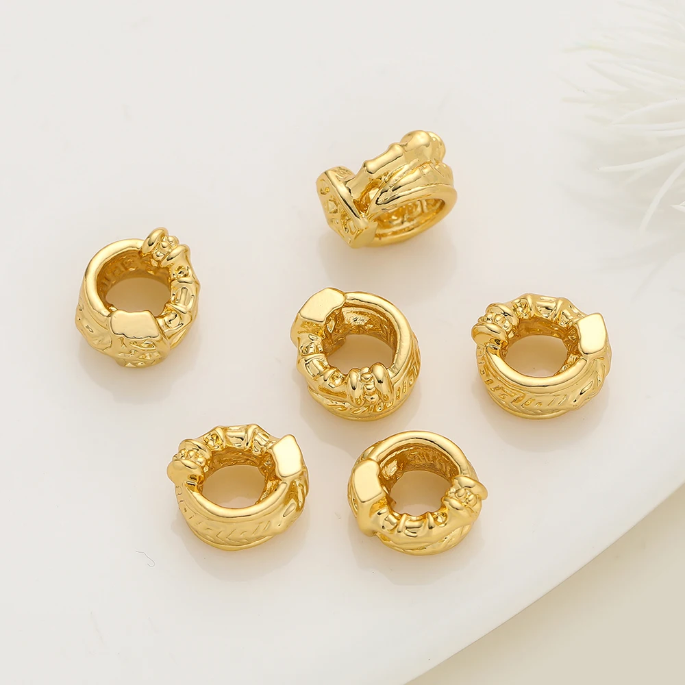 2Piece/Pack 14/18k Gold Color Plated 7.5*9mm Big Hole Spacer Beads for DIY Jewelry Making Bracelet Necklace Accessories