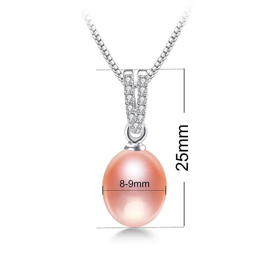 AAA Zircon 100% Natural Freshwater Pearl Pendants For Women Elegant Silver 925 Necklace 45cm Fine Jewelry(No Chain)