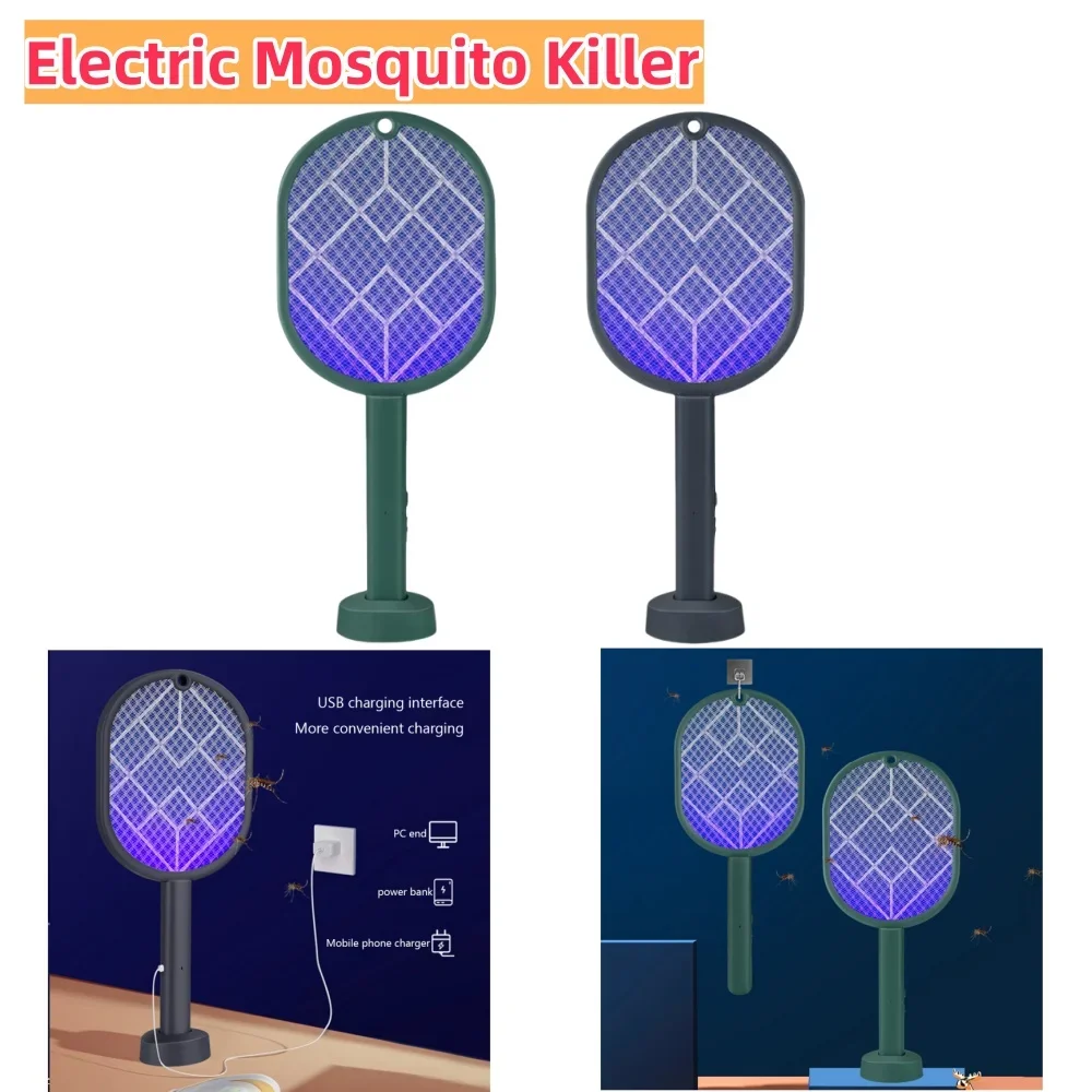 

2-in-1 Mosquito Killer Racket Lamp Charging Bug Zapper Garden Insect Killer Repellent Electric Shock Electric Mosquitoes Swatter