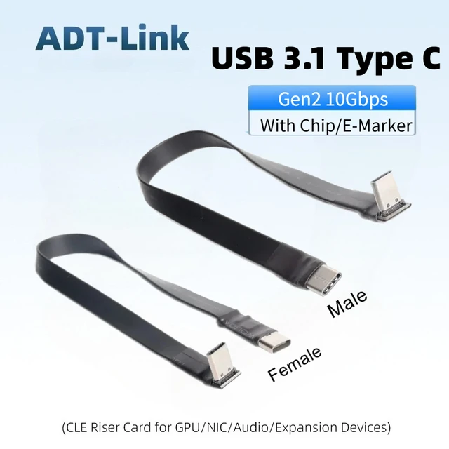 10 Gb/s Gen2 USB 3.1 typu C do typu C Płaski przedłużacz Składany pod kątem 90 stopni USB-C Męski żeński FPC FPV Przewód do fotografii lotniczej