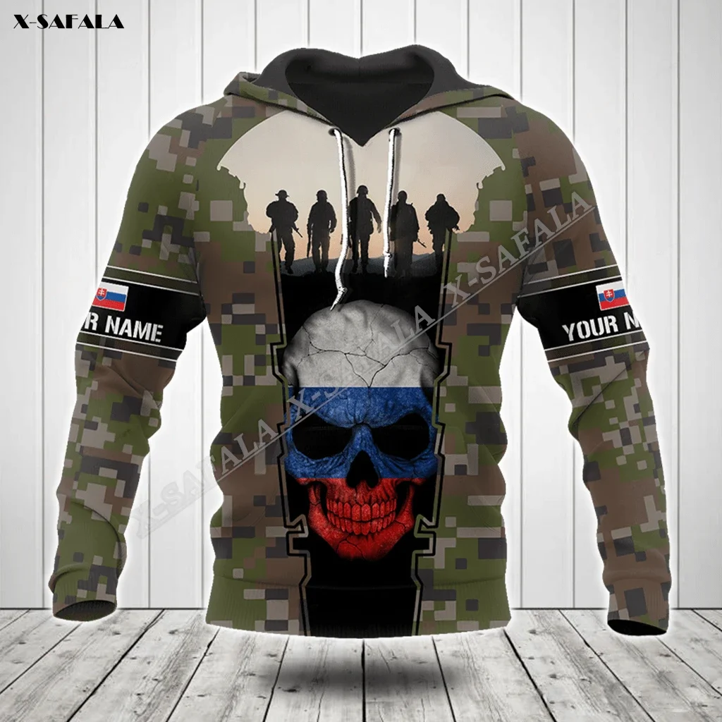 

Slovakia Skull Camo Flag Army Soilder Veteran 3D Print Hoodie Men's Outwear Shirt Pullover Hooded Sweatshirt Jersey Casual