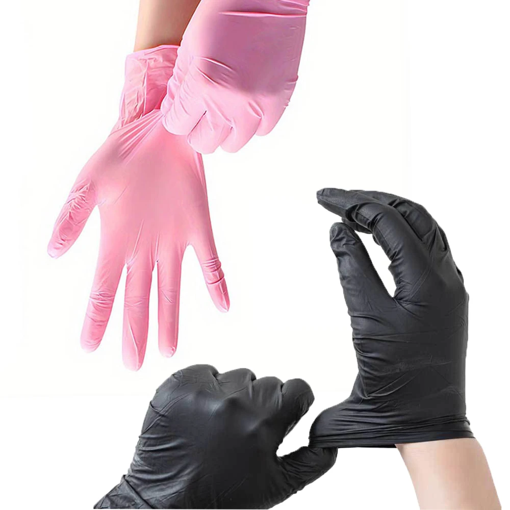 50PCS Pink Nitrile Disposable Gloves 3.5mil Latex Free Household Cleaning Gloves for Food Pre Tattoo Beauty Esthetician