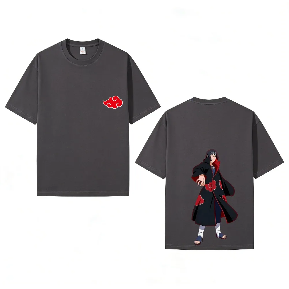 Cartoon Anime Naruto Shippuden Cotton T-Shirt Naruto Sasuke Kanji Collage Anime T-Shirt Summer Casual Printed Top - view 4