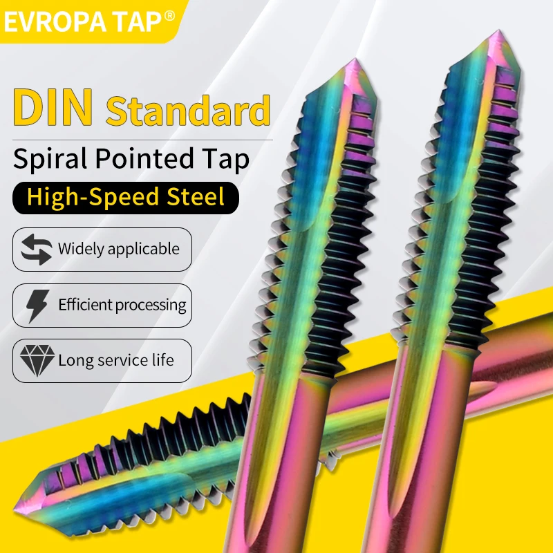 EVROPA TAP HSSE-M35 DIN 371 376 القياسية دوامة وأشار الحنفية M2 M3 M4 M5 M6 M8 M10 M12 آلة المسمار صنبور لولبي لثقب