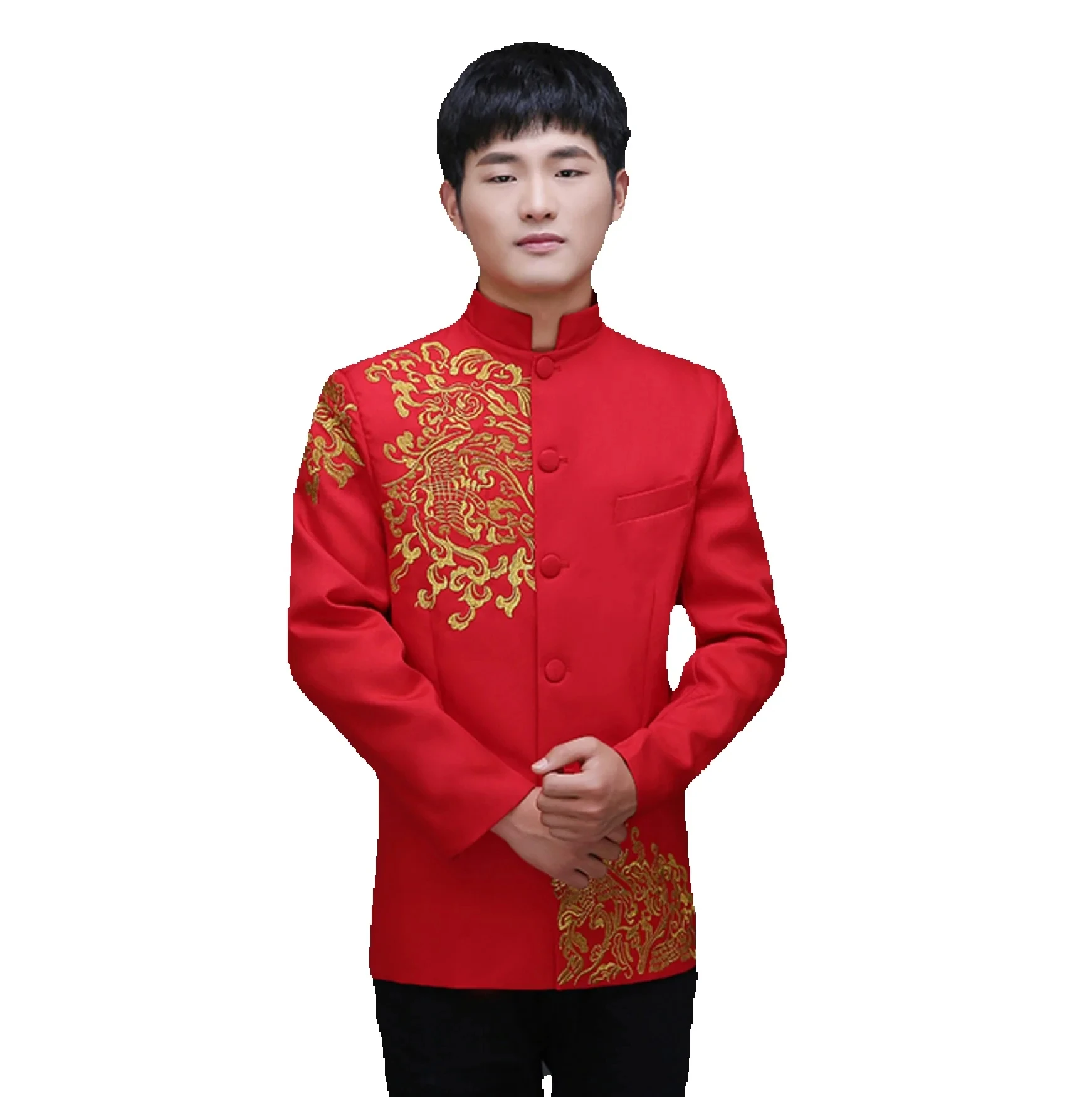 Traditional Chinese Wedding Groom Coat Men Red Tang jacket Vintage Clothing Oriental Embroidery Tang Tops in OrientTown TP108