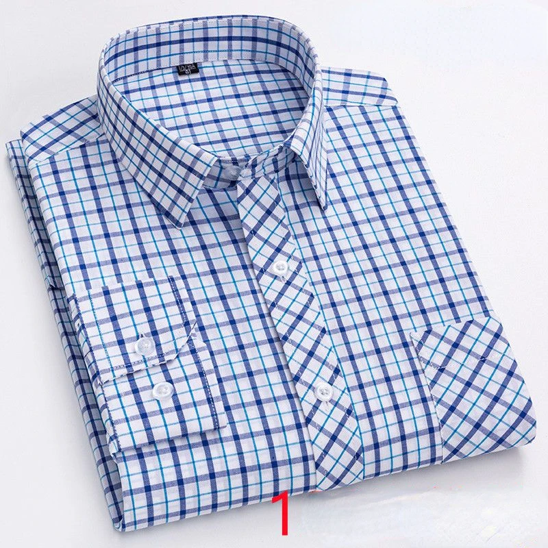 

Classic Pure Cotton Plaid Shirt - Long Sleeve Regular Fit Shirt for Men's Casual Style - Autumn Male Blouse with Ironing Free