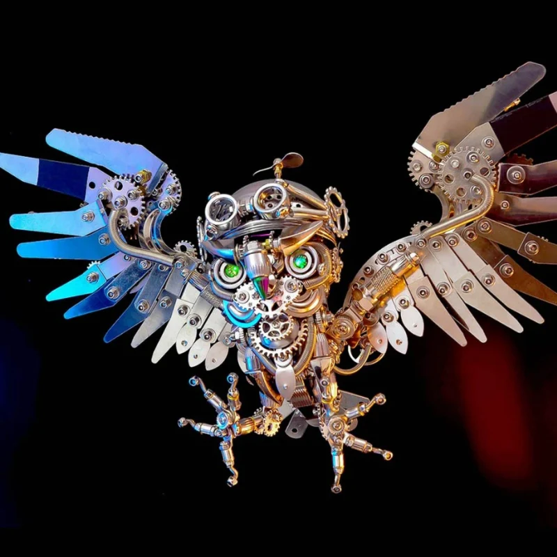 3D Puzzle Steampunk Owl Model Kit DIY Metal Assembly Eagle Toy Animal Model for Children Adult Christmas Gift - 700+PCS