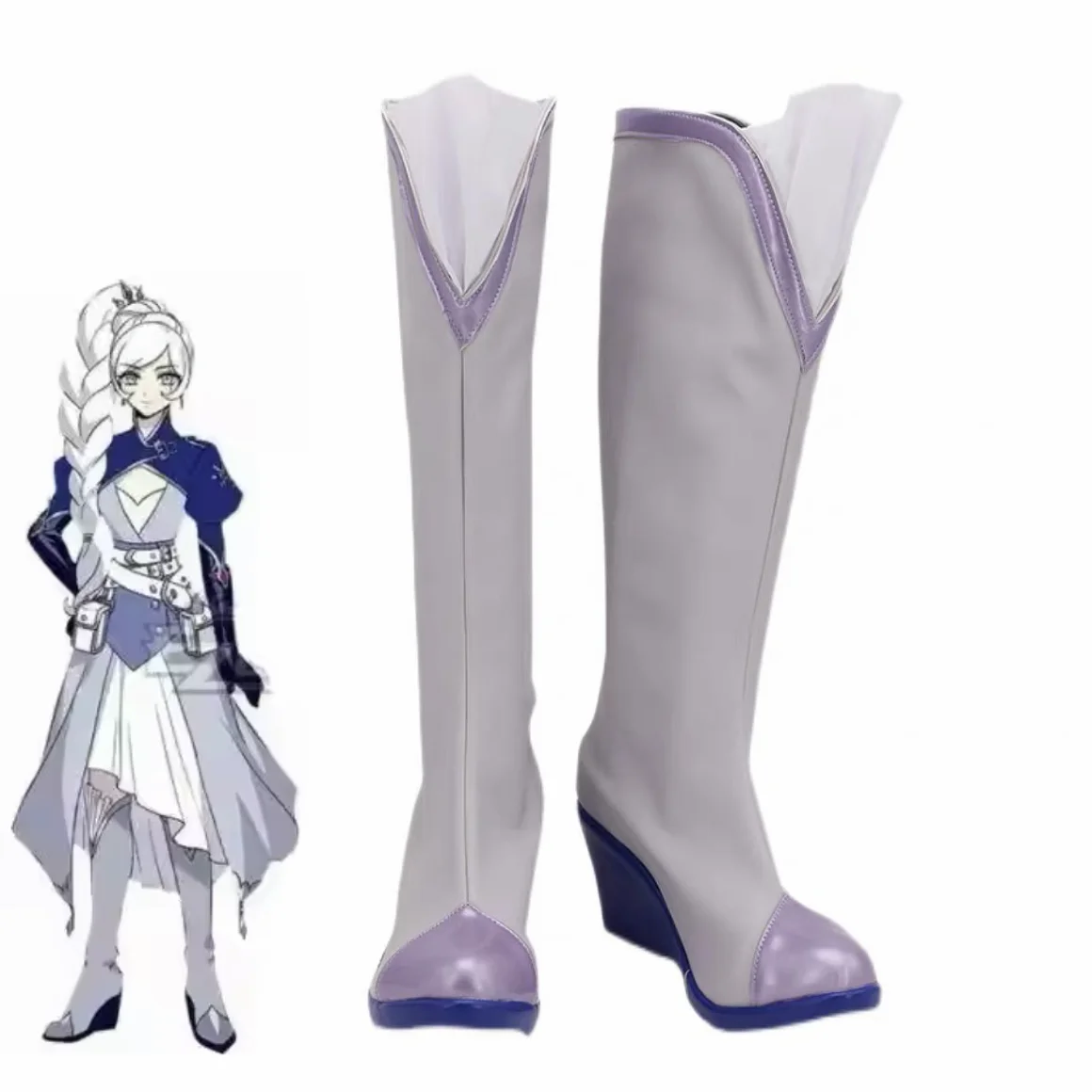 

Weiss Schnee Cosplay Shoes PU Leather Shoes Halloween Carnival Boots RWBY Cosplay Props Custom Made